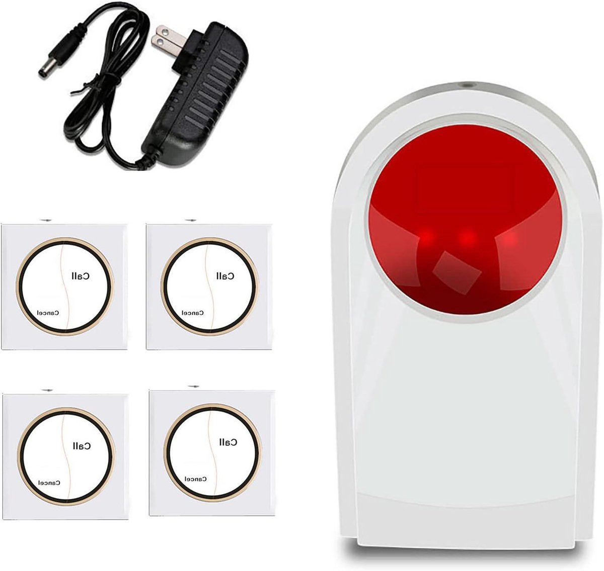 Paniek Alarm Knop - Noodknop Sirene - Veiligheid Thuis - 120 dB Geluid - 4 stuks - Wit