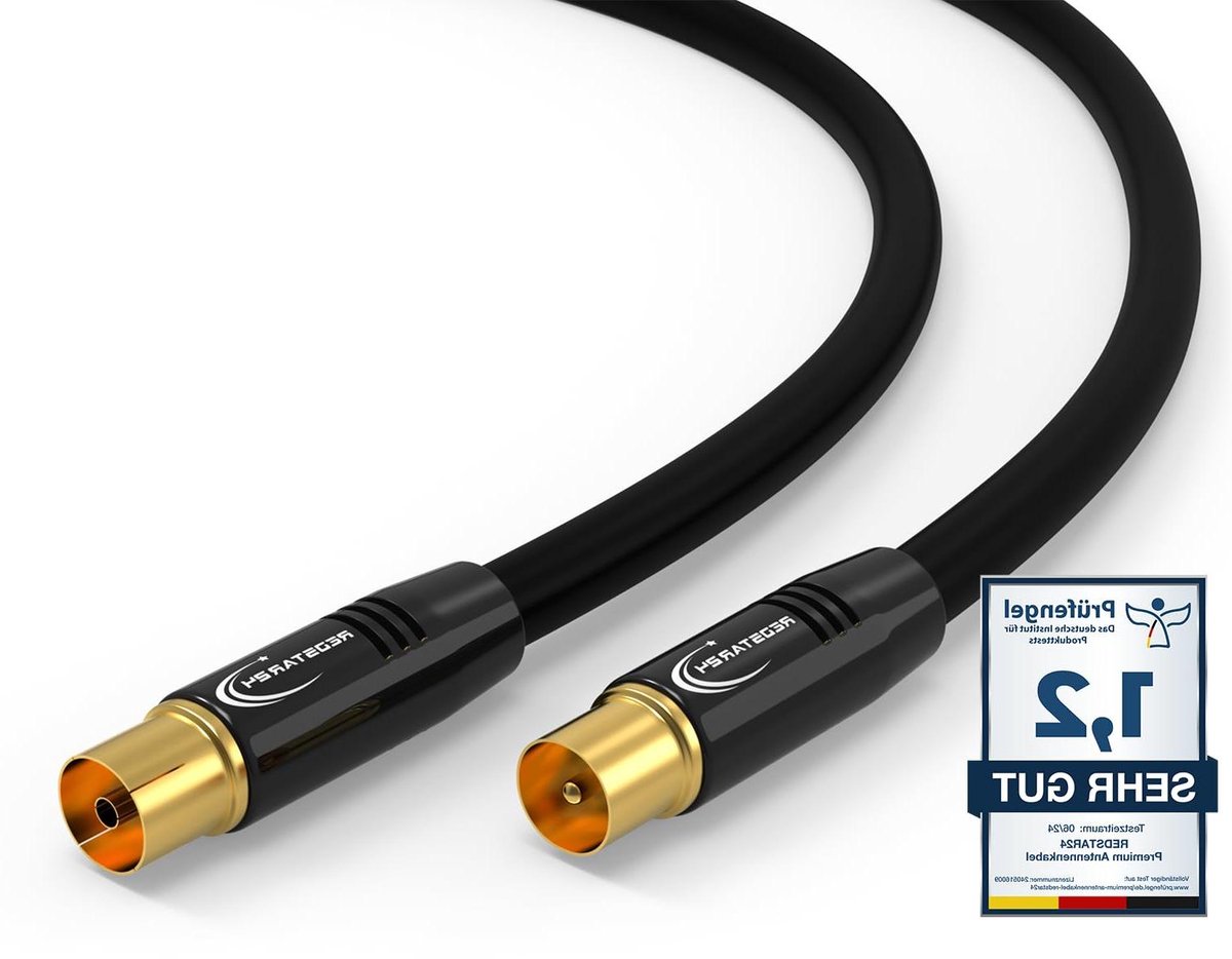 Antennekabel - Coaxkabel TV-kabel - Signaaloverdracht TV - Hoge afscherming 135 dB - 15 m - Zwart