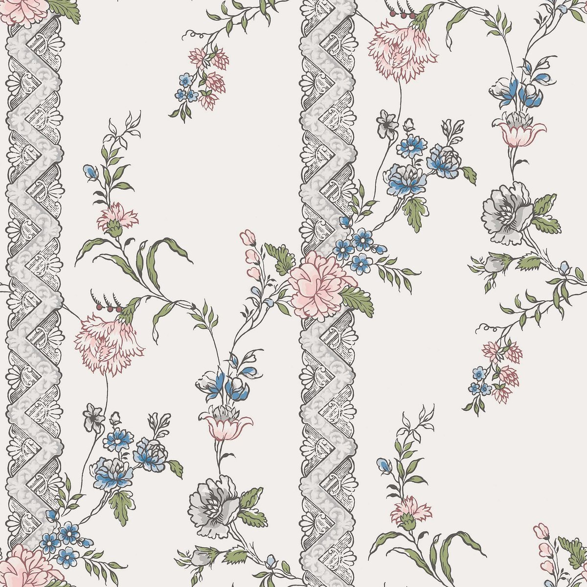 Boråstapeter Vliesbehang 4507 - Anno - Bloemen Wit - 53cm x 10.05m