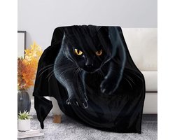 Belidome Zwarte Kat Kinderen Flanellen Dekens Zachte Reizen Gooi Wasbare Warme Dekens voor Sofa Bank Bed