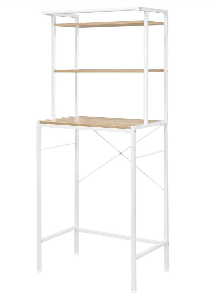 VIEMAE Opbergkast wasmachine - Wasmachine ombouw - Meubel wasmachine, droger - Kast wasmachine, droger - 67x162x40cm - Hout, wit