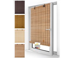 Sol Royal BR7 Bamboe Rolgordijn Zonder Boren 90x220 cm Teak Houten Jaloezie voor Binnen 90 cm Breed Inkijkbescherming & Zonwering