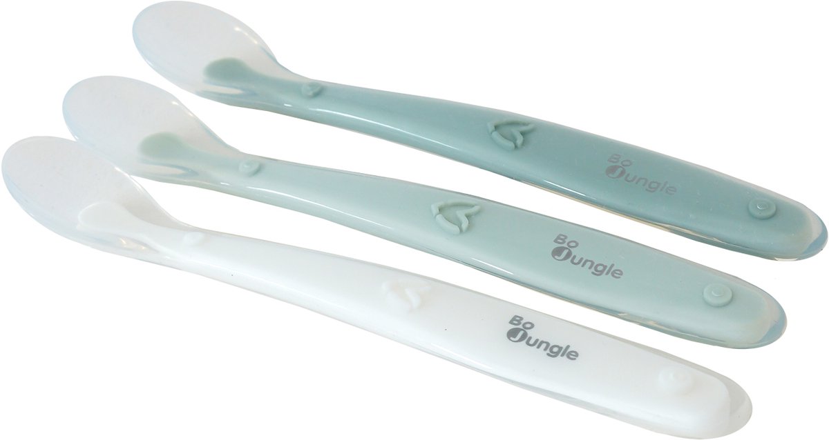 Bo Jungle - Set van 3 siliconen babylepels - Groen 23,5 x 10,5 cm