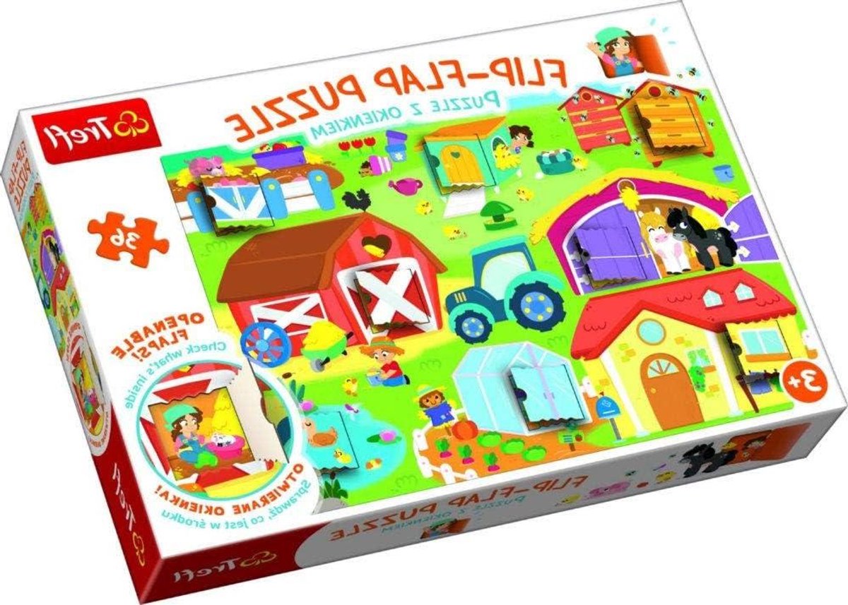 Flip Flap Puzzel - Educatieve Puzzel - Leren en Spelen - Met Openende Ramen - 580x400mm - Meerkleurig