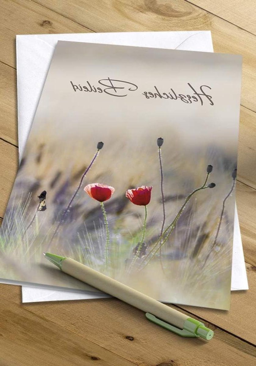 Rouwkaart - Kaart rouwen condoleance - Condoleances uiten - Hoogwaardig karton - DIN A6 - Papaver
