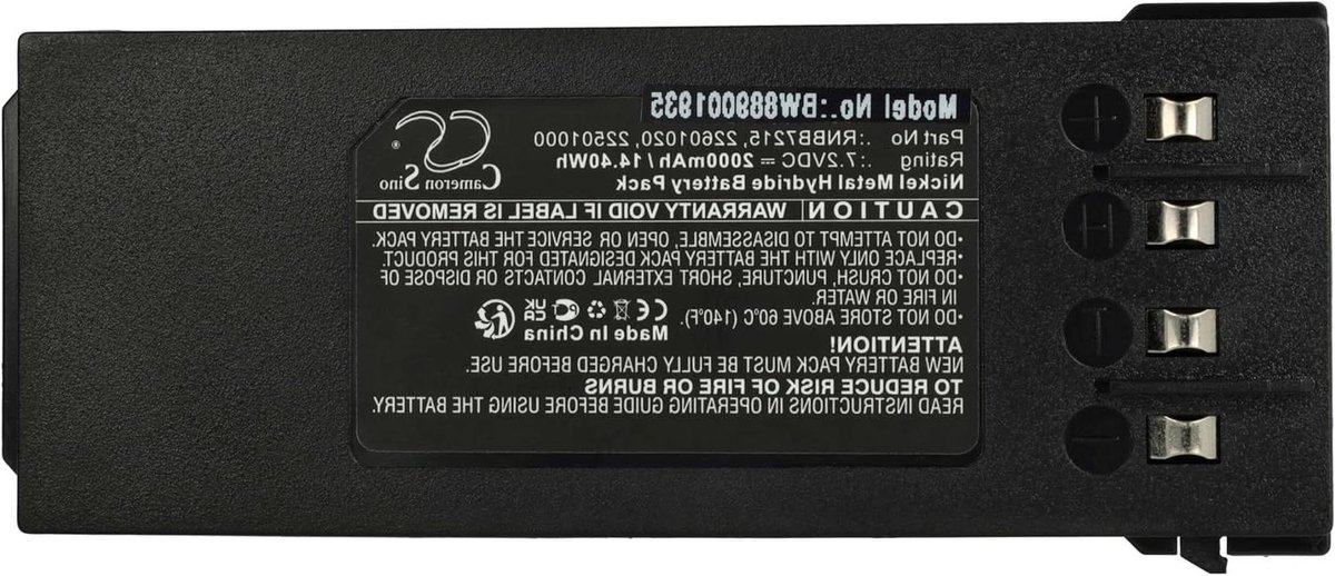 Reservebatterij Afstandsbediening - Accu Vervangend - Industrieel Gebruik - Oplaadbaar Lithium-ion - 2000 mAh 72 V - Zwart