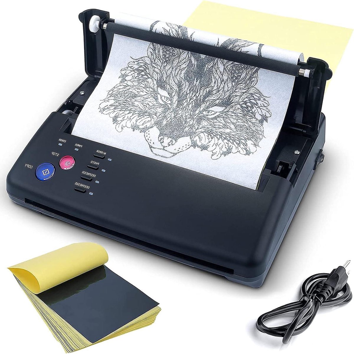 Tattoo Transfer Machine - Stencil Printer Copier - Tattoo Ontwerpen Kopiëren - Inclusief 20 Transfer Vellen - A4 Formaat - Zwart