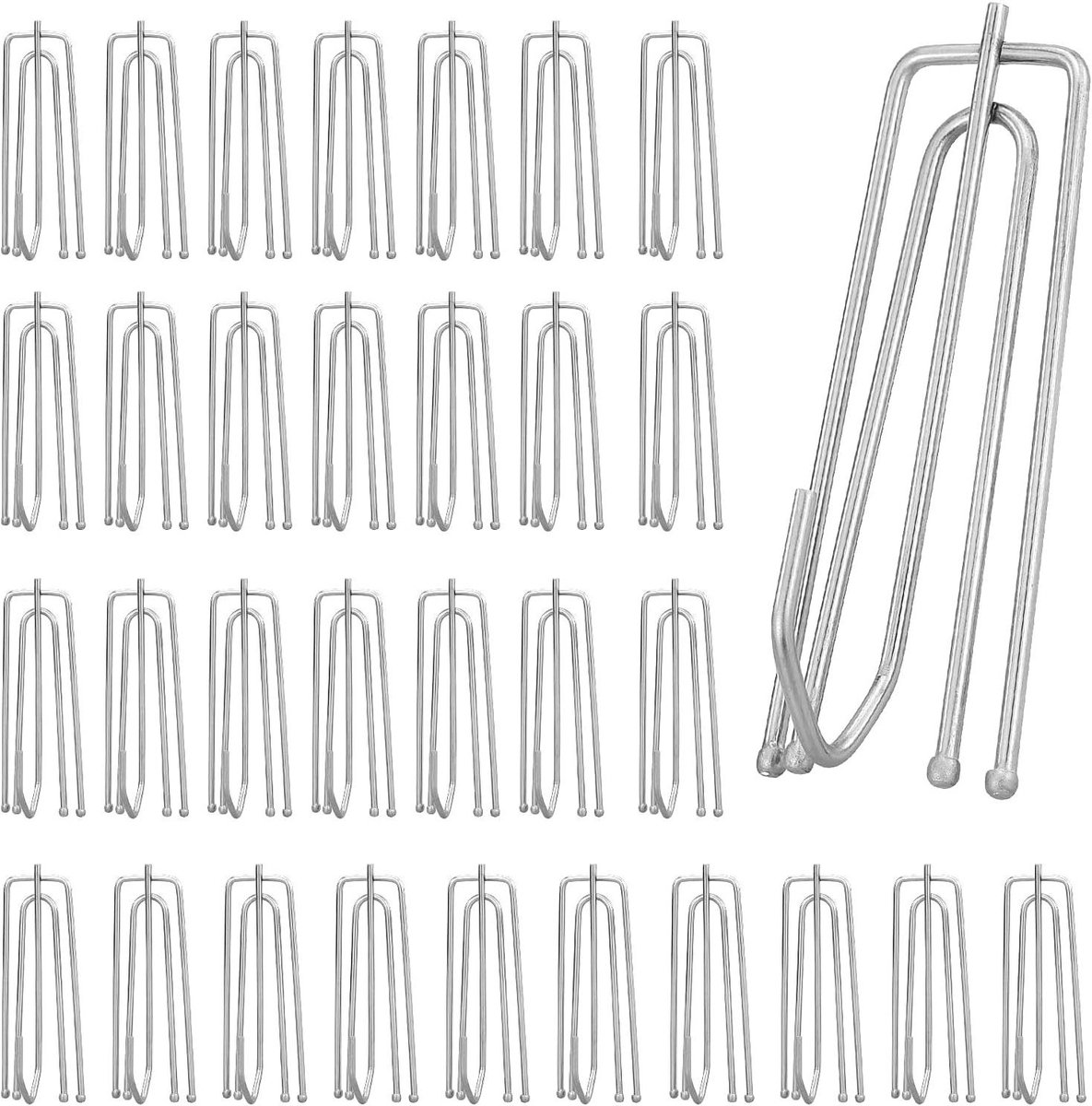 Metalen Gordijnhaken - Gordijnrolletjes Haken - Gordijnen Ophangen - Roestvrij Staal - 32 
