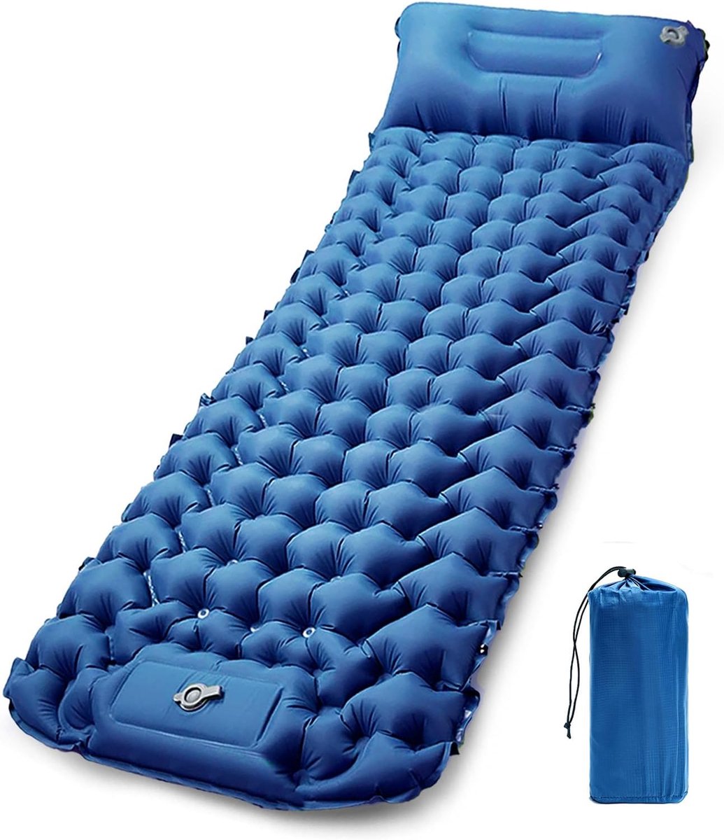 Camping Matras - Opvouwbaar Matras - Vouwmatras - Camping Matje - Slaapmat - Logeer Matras - Luchtmatras - Kampeer Matras - Camping Bedje - Nylon/TPU - Tot 200 kg - 195 x 65 x 10 cm - Blauw - van Imperatoris