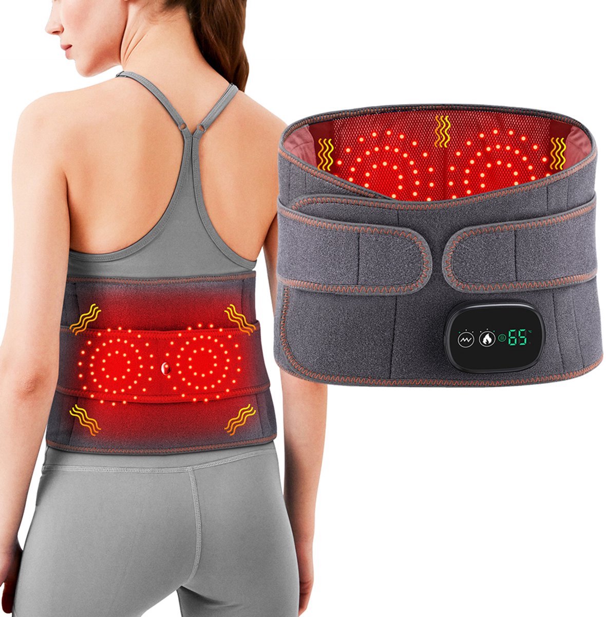 Rugmassageband Elektrisch Massage Apparaat Met Infrarood Licht Warmte En Trillingen Instelbare Massage Voor Schouders Rug En Nek Verlichting Bij Spierpijn Voor Thuisgebruik