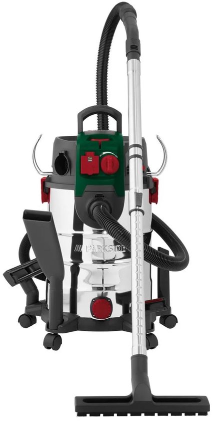 PARKSIDE® Nat-/droogzuiger 1.500 W - Industriële Stofzuiger - Alleszuiger- Krachtige Professionele Stofzuiger - 260 Airwatt - Inhoud: 30 l - Ook ideaal voor directe stofopname - Overloopbeveiliging door automatische stop - Werkradius tot 9 m