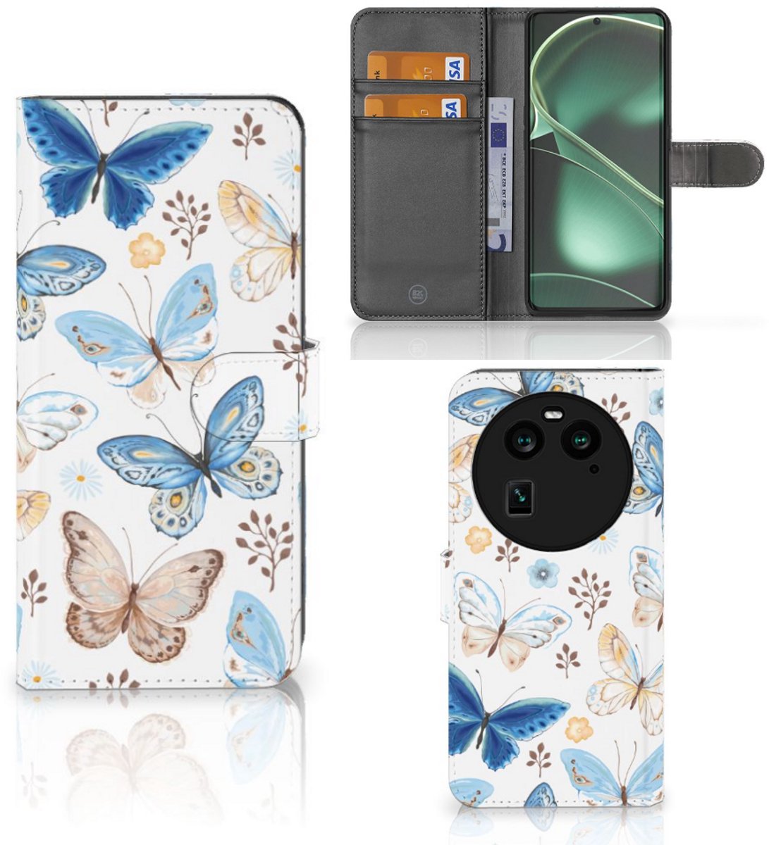 Telefoonhoesje met Pasjes voor OPPO Find X6 Vlinder