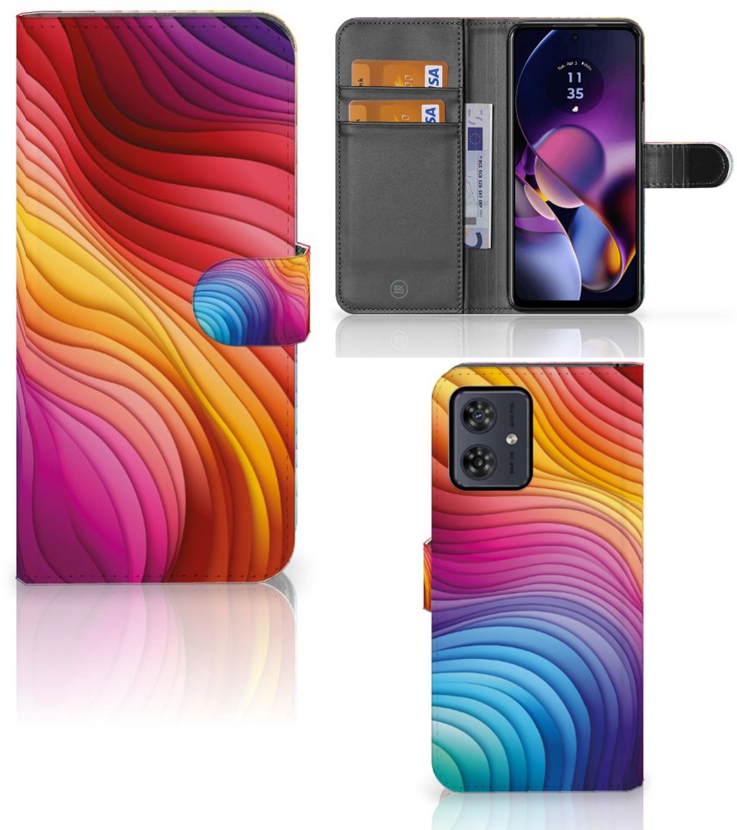 Book Case voor Motorola Moto G54 Regenboog