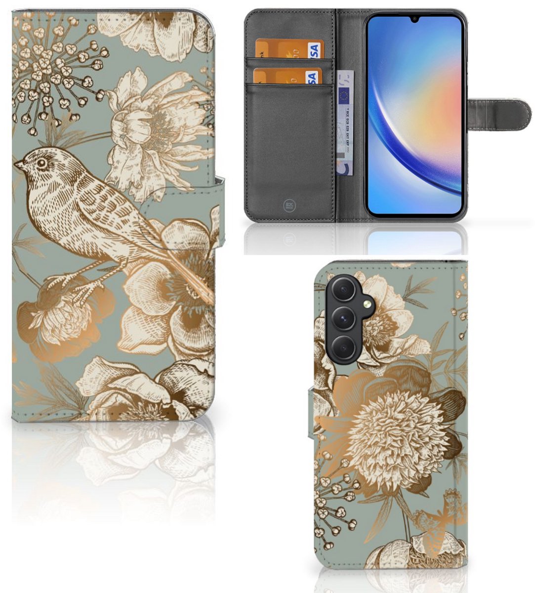 Hoesje voor Samsung Galaxy A24 4G Vintage Bird Flowers
