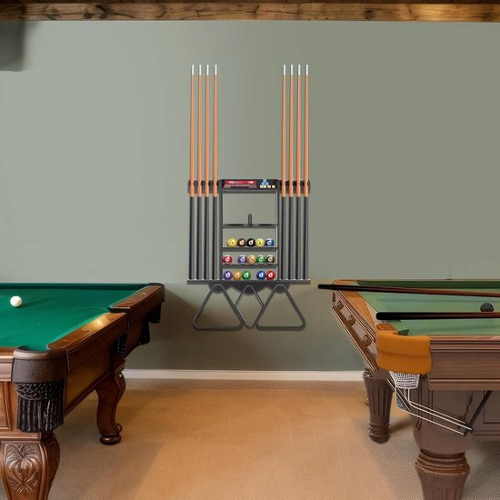 Biljartkeu Wandhouder - Keurek Opberger - Biljartkamer Inrichting - Ruimtebesparend Wandmodel - 80x77x10cm - Zwart — afbeelding 2