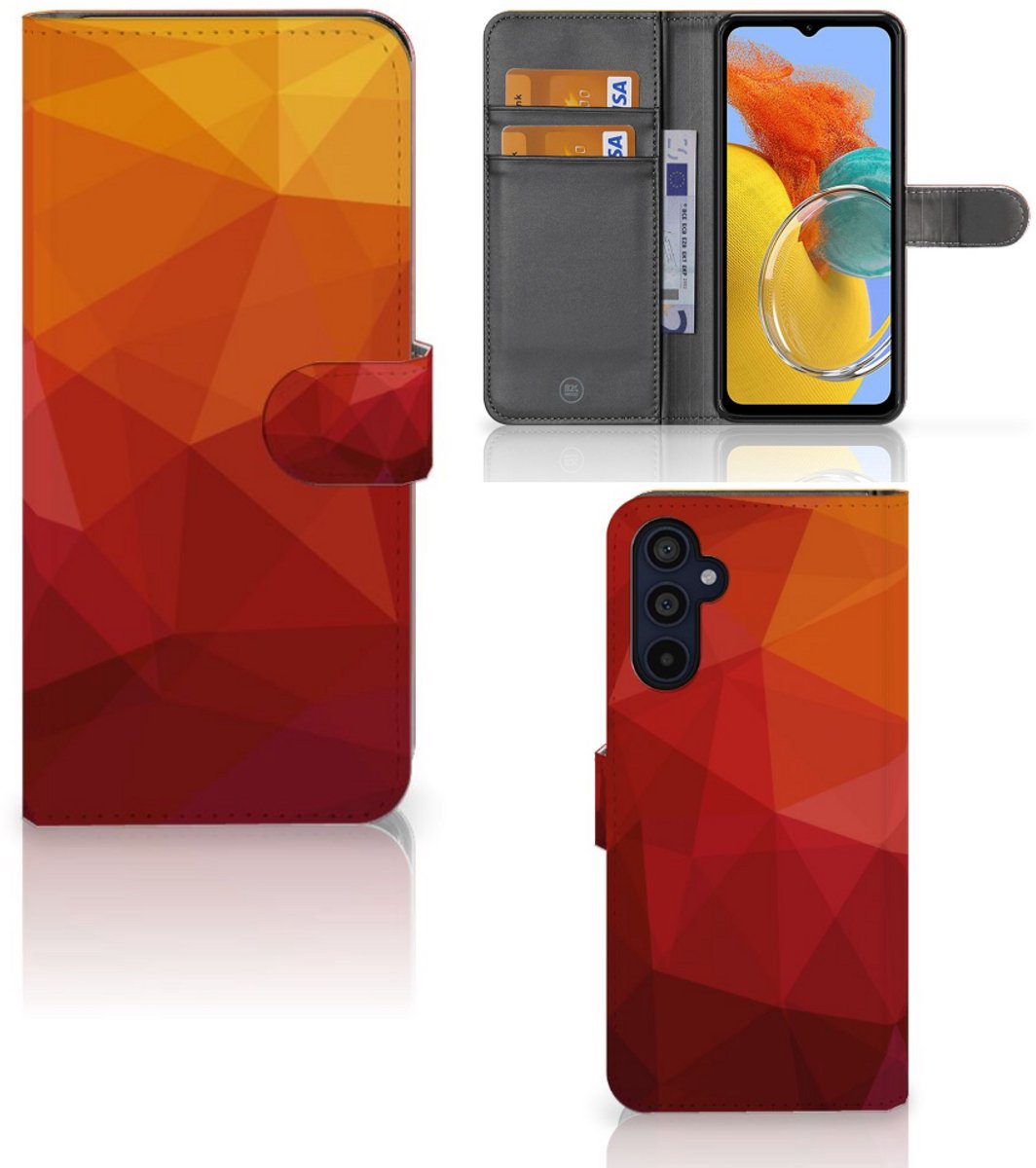 Book Case voor Samsung Galaxy M14 Polygon Red