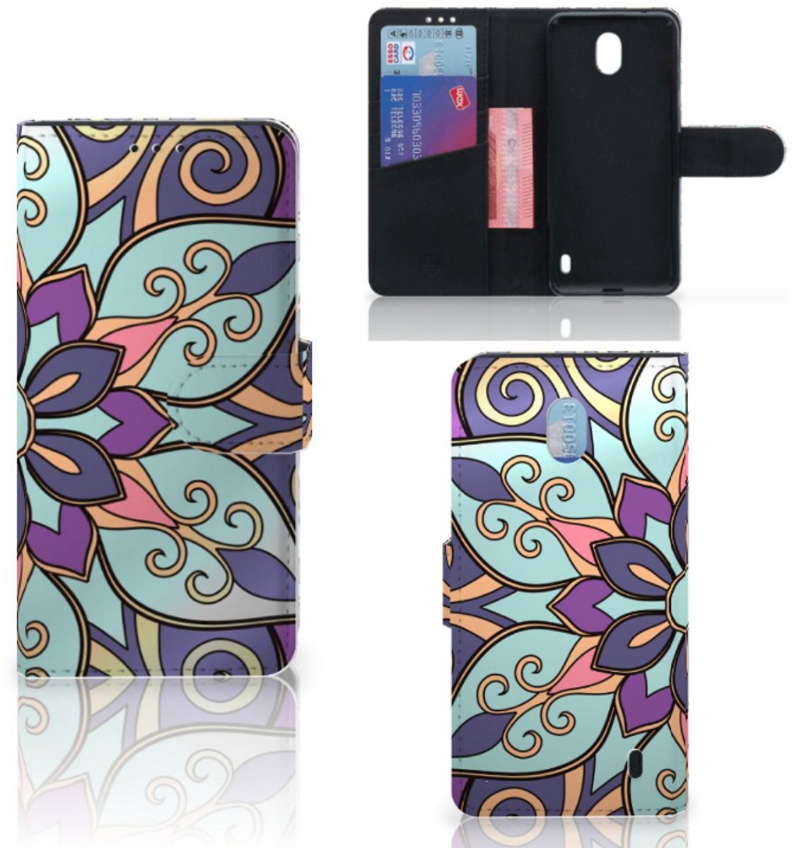 Nokia 1 Plus Hoesje Purple Flower