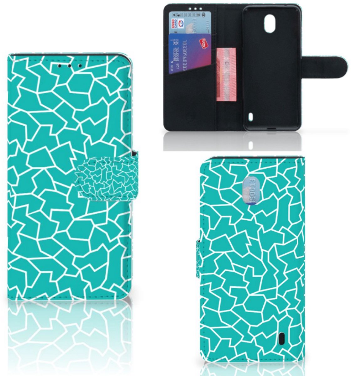Book Case voor Nokia 1 Plus Hoesje Cracks Blue