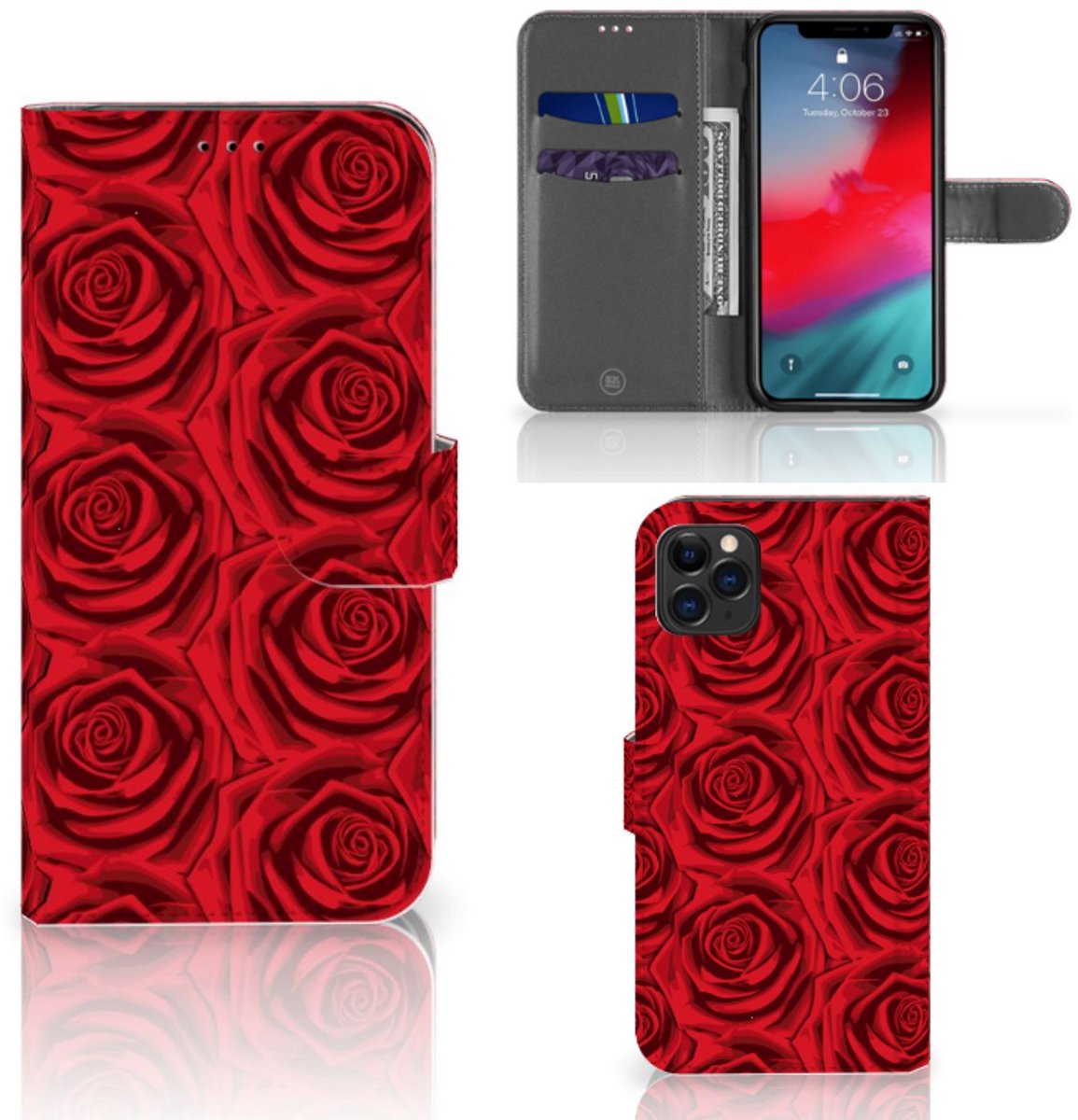 Boekhoesje voor Apple iPhone 11 Pro Max Hoesje Red Roses