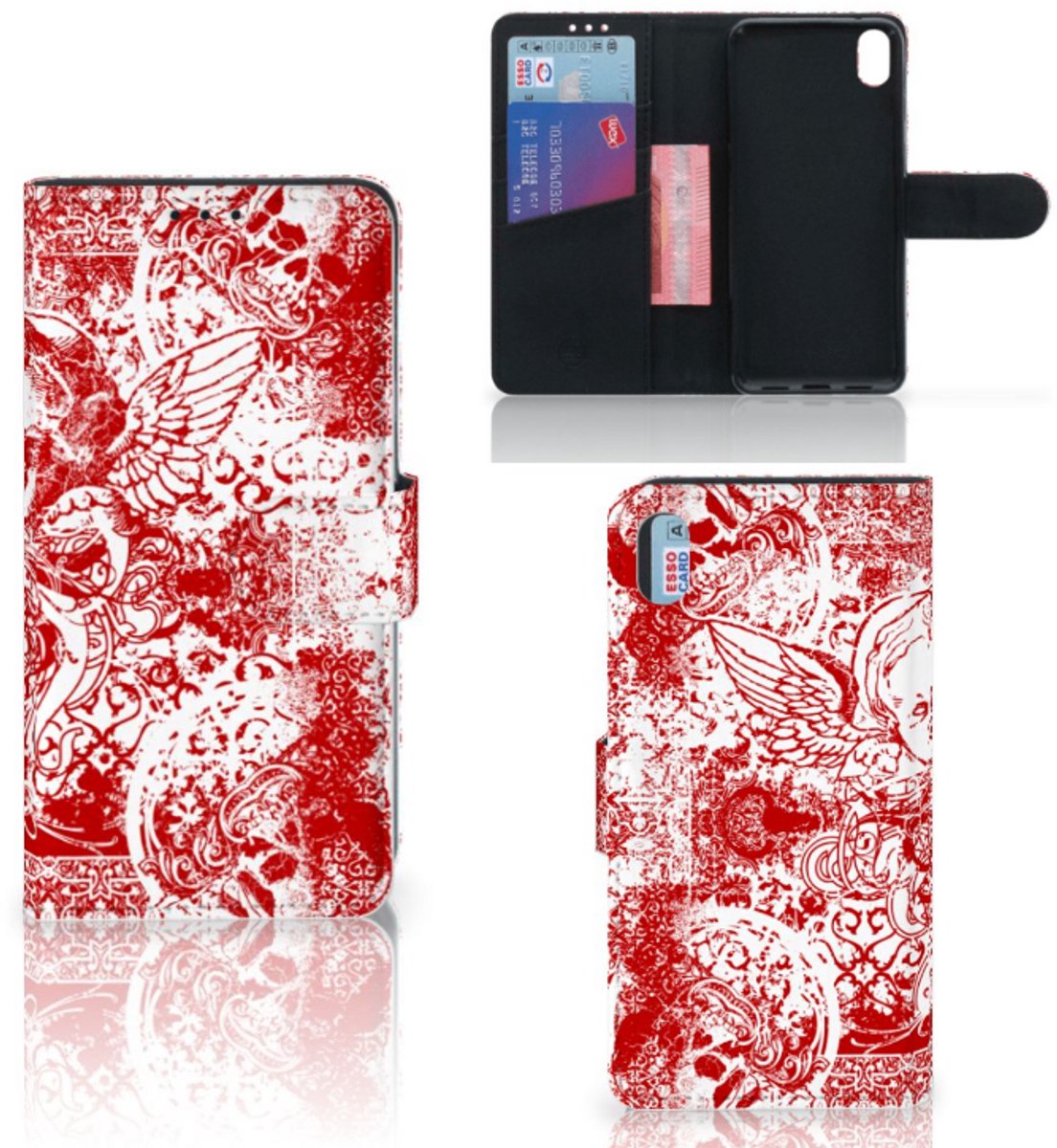 Telefoonhoesje met Naam Xiaomi Redmi 7A Angel Skull Rood