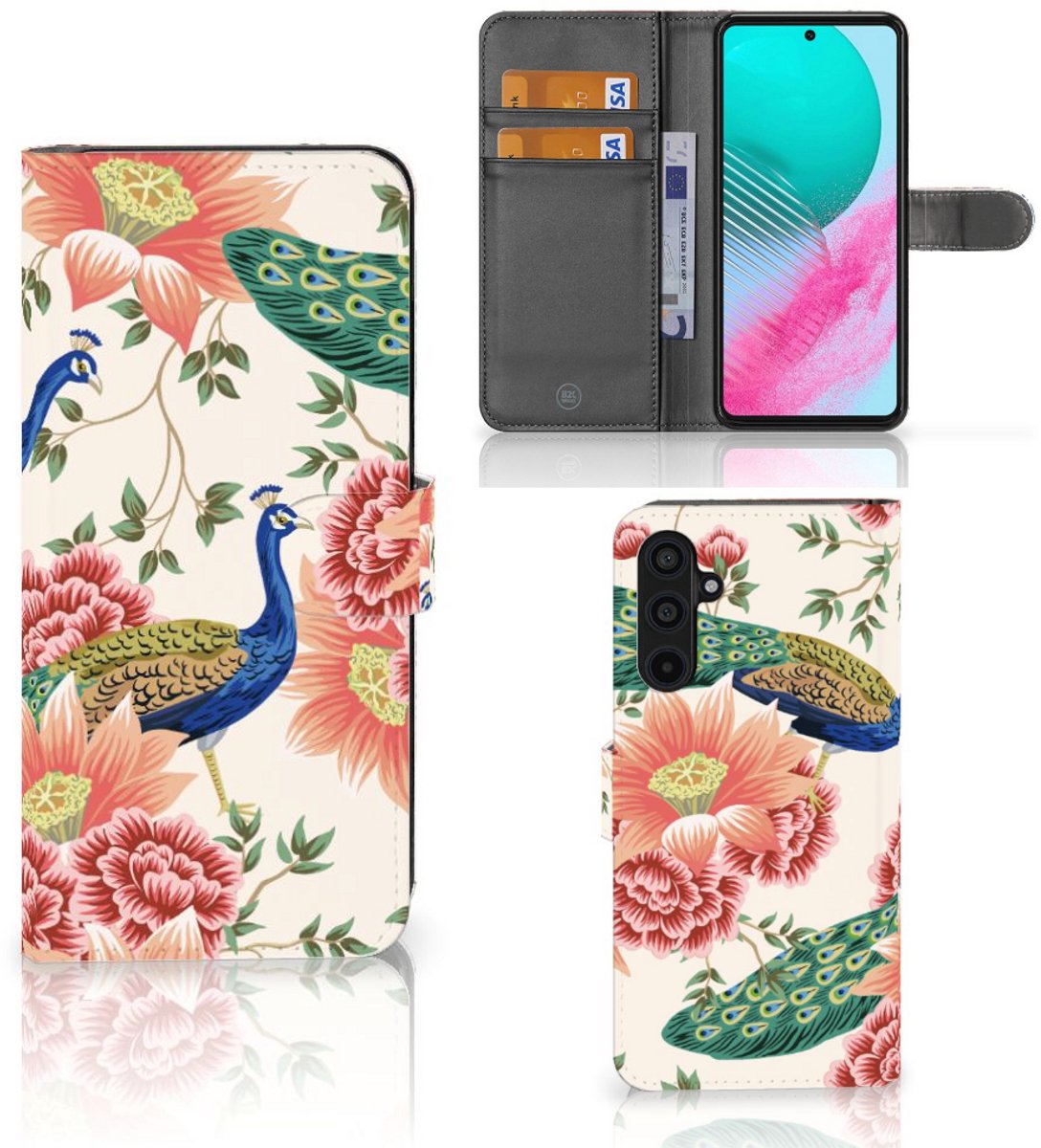 Telefoonhoesje met Pasjes voor Samsung Galaxy M54 Pink Peacock