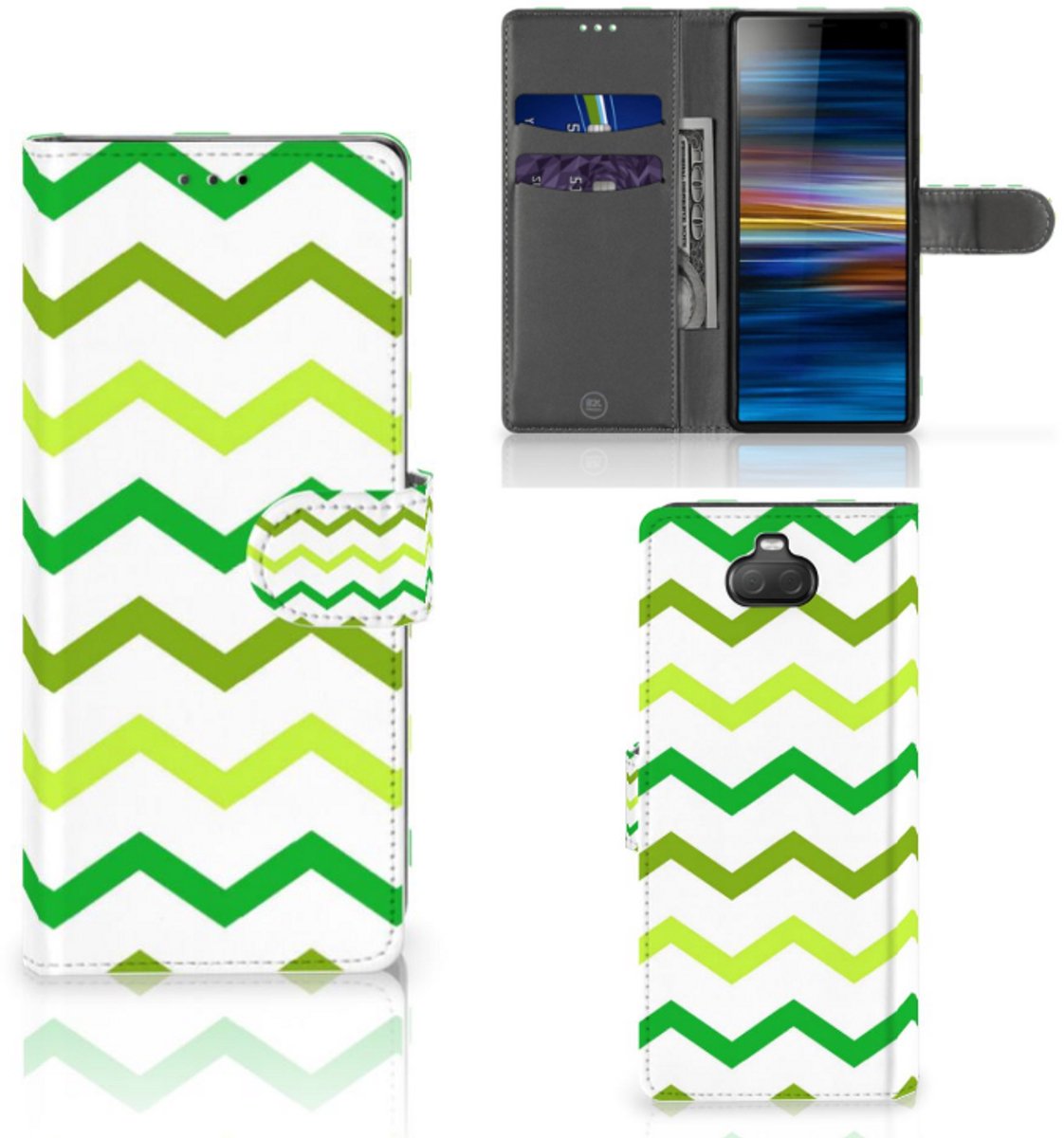 Sony Xperia 10 Telefoon Hoesje Zigzag Groen