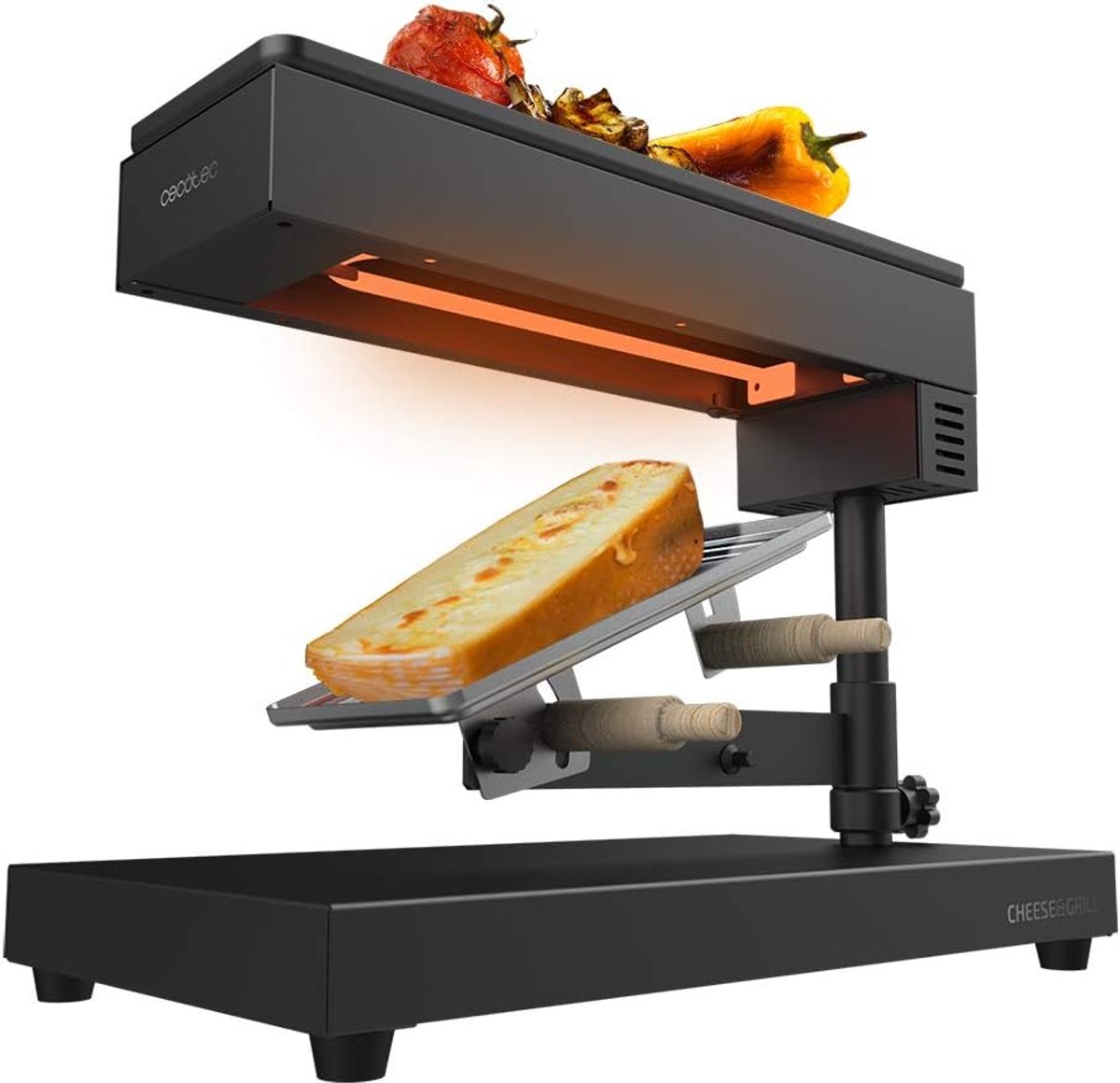 Raclette Grill - Kaas Smelter - Gezellig Tafelen - Dubbele Functie - 38.5 x 15.5 x 27.5 cm - Zwart