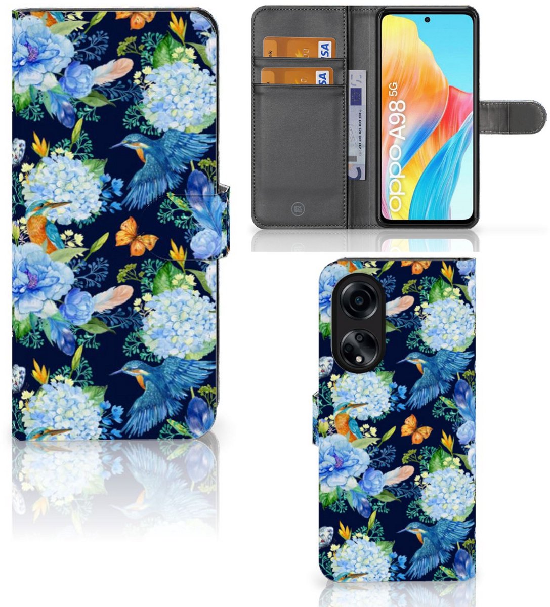 Telefoonhoesje met Pasjes voor OPPO A98 5G IJsvogel