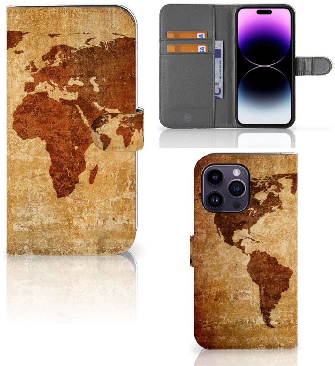 iPhone 15 Pro Max Flip Cover Wereldkaart