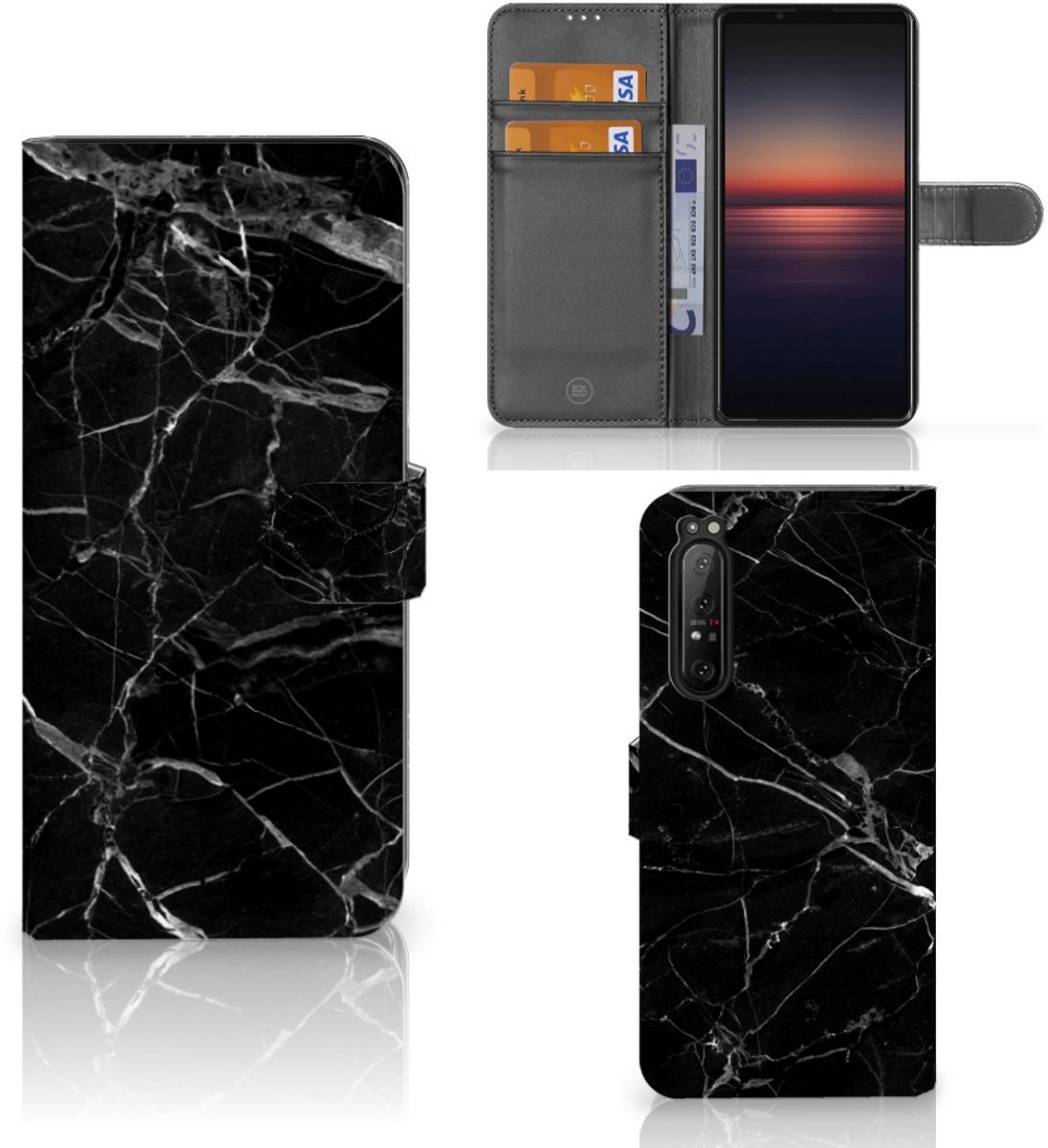 Sony Xperia 1 II Bookcase Marmer Zwart - Origineel Cadeau Vader