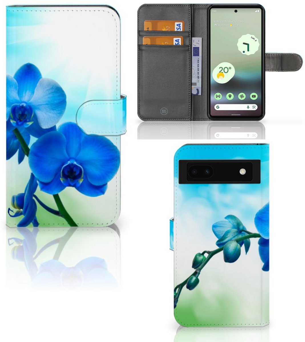 Google Pixel 6A Hoesje Orchidee Blauw - Cadeau voor je Moeder