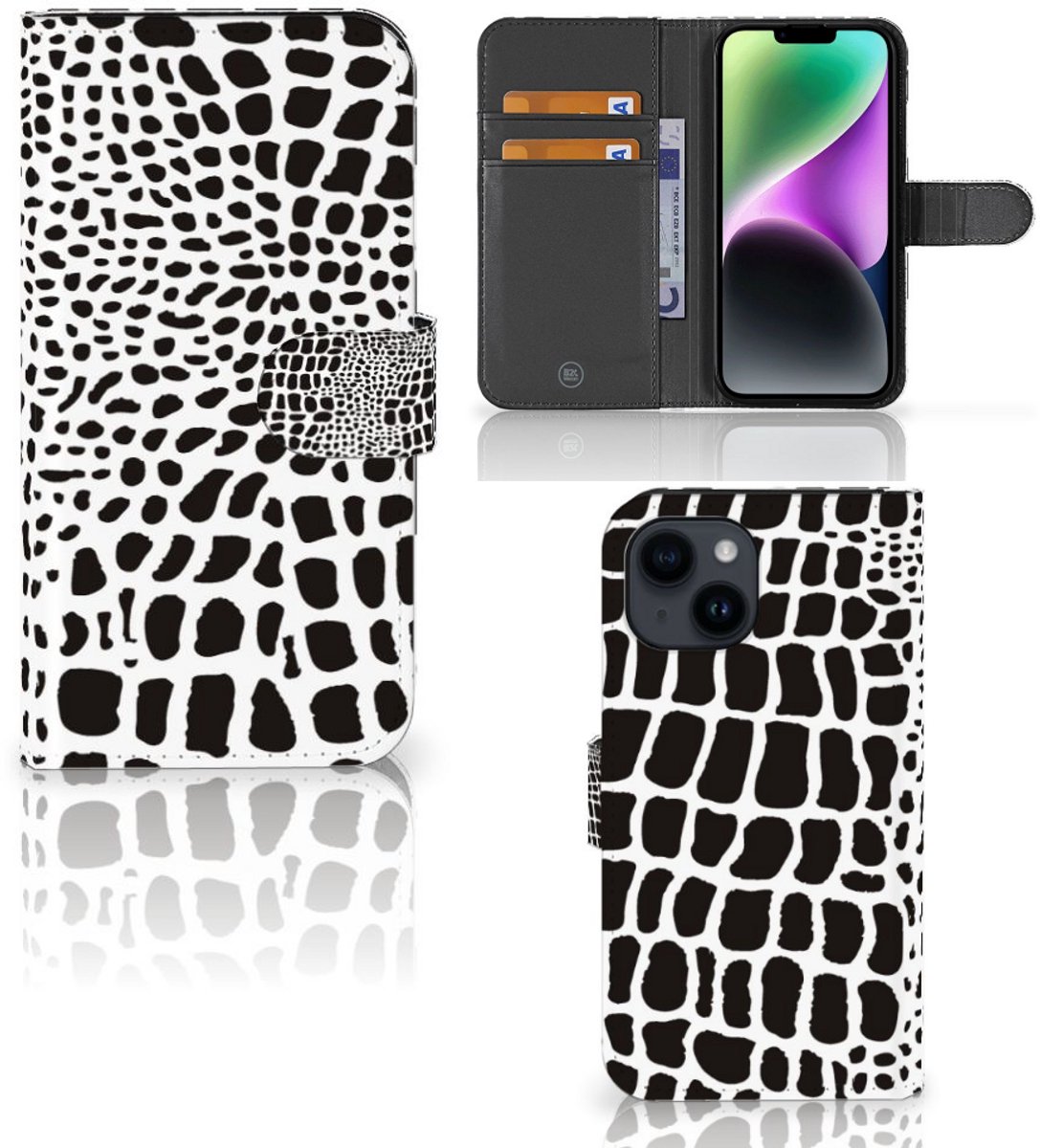 iPhone 15 Telefoonhoesje met Pasjes Slangenprint