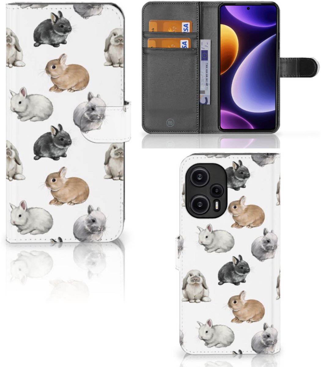 Telefoonhoesje met Pasjes voor Xiaomi Poco F5 Konijntjes