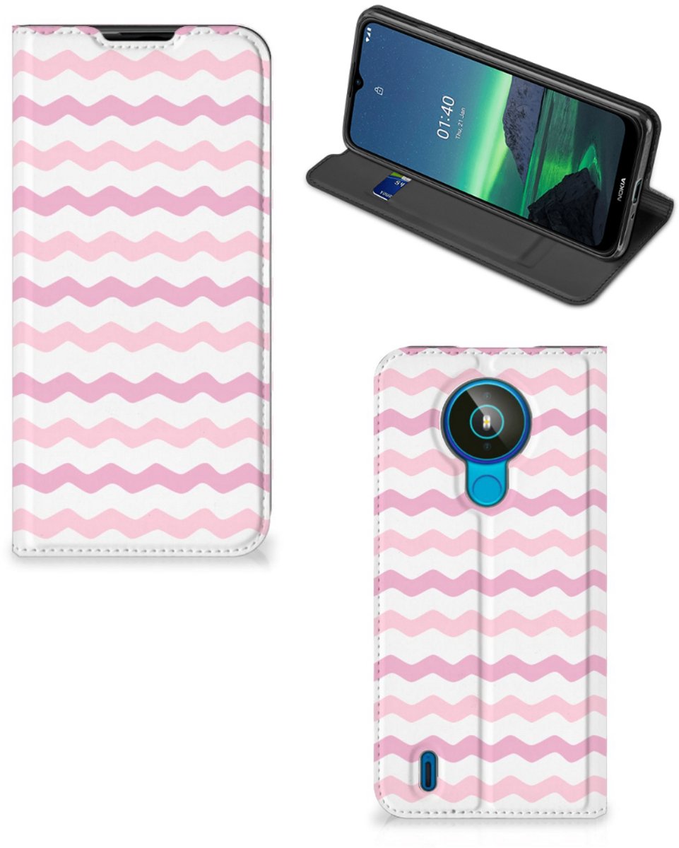 Nokia 1.4 Hoesje met Magneet Waves Roze
