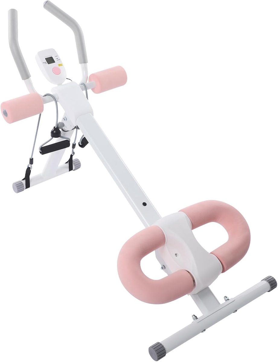 Buikspiertrainer Thuis - Core Trainer Fitness - Buikspier Training - LCD Monitor Inclusief - 5 Traps Verstelbaar - Roze