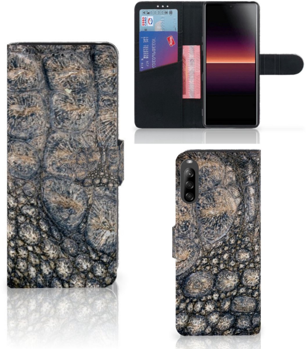 Sony Xperia L4 Telefoonhoesje met Pasjes Krokodillenprint