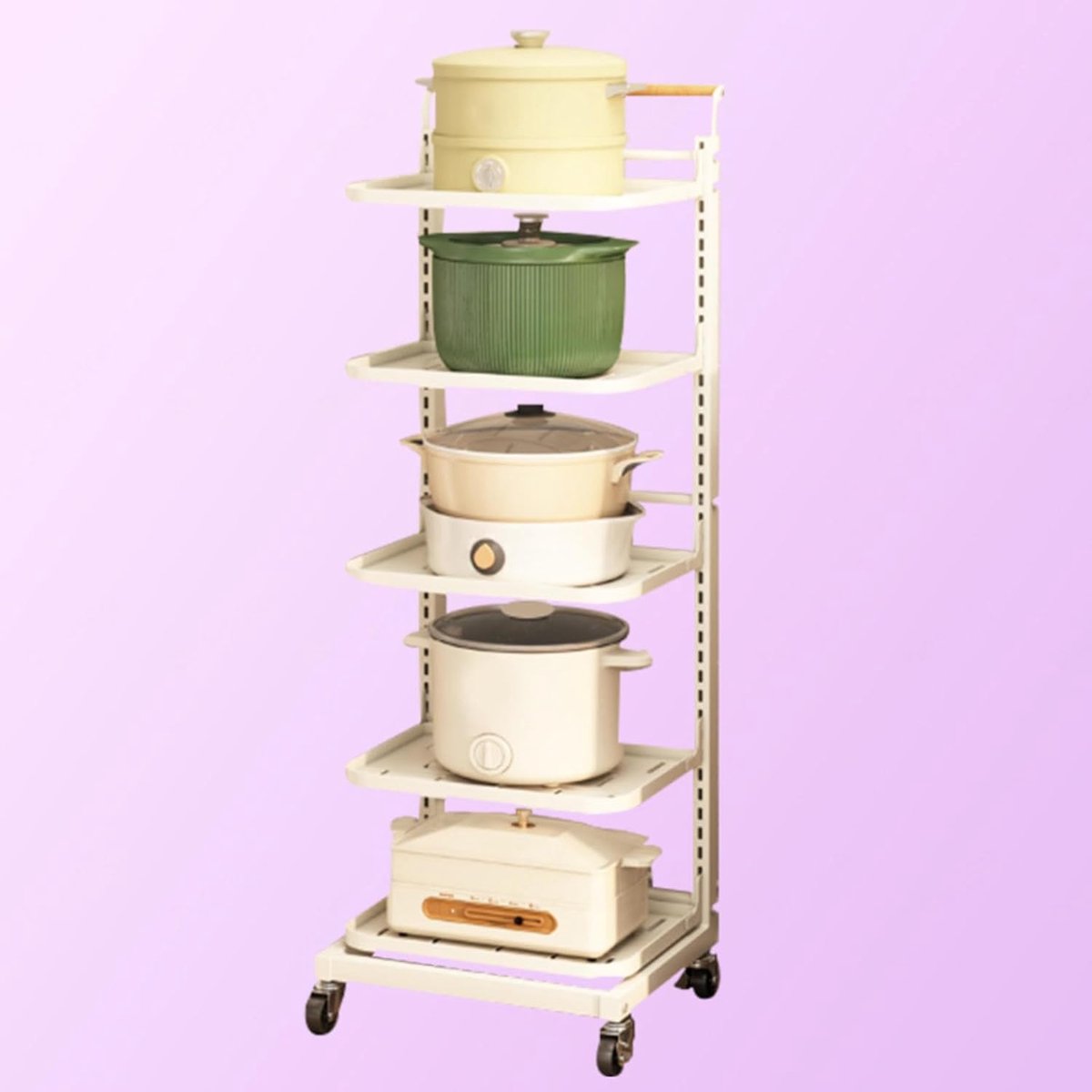 Magnetron Bordenrek Organizer - Kast Opbergrek - Keuken Organiseren - Verstelbaar Schuifontwerp - 5x5 Planken - Wit