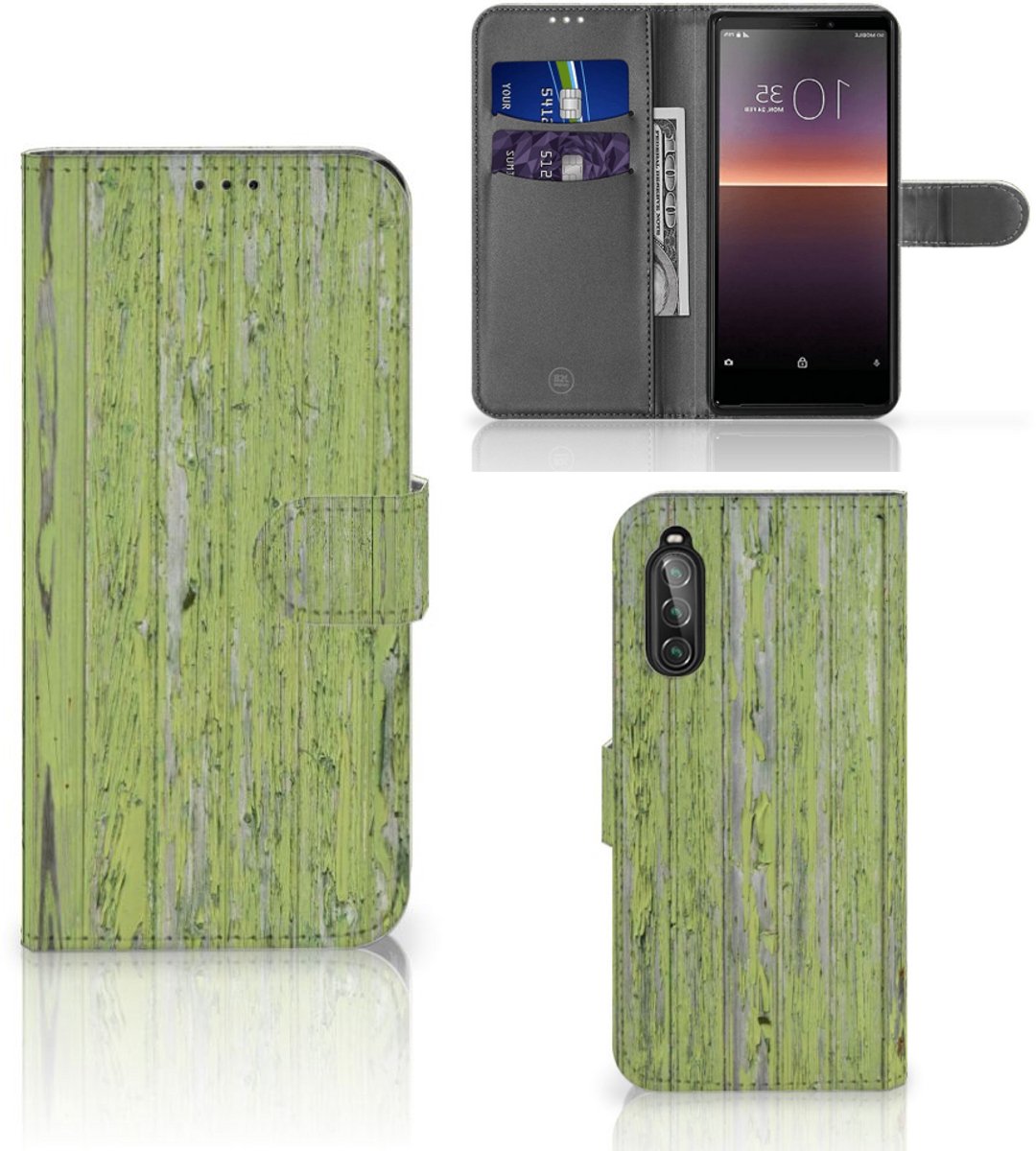 Sony Xperia 10 II Book Style Case Green Wood