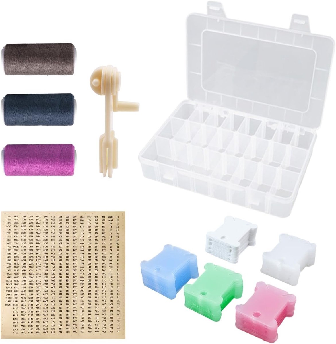 156-delige Borduurgaren Organizer Set met Opbergdoos, Nummerlabels en Naaiaccessoires voor Cross Stitch en Creatief Borduren