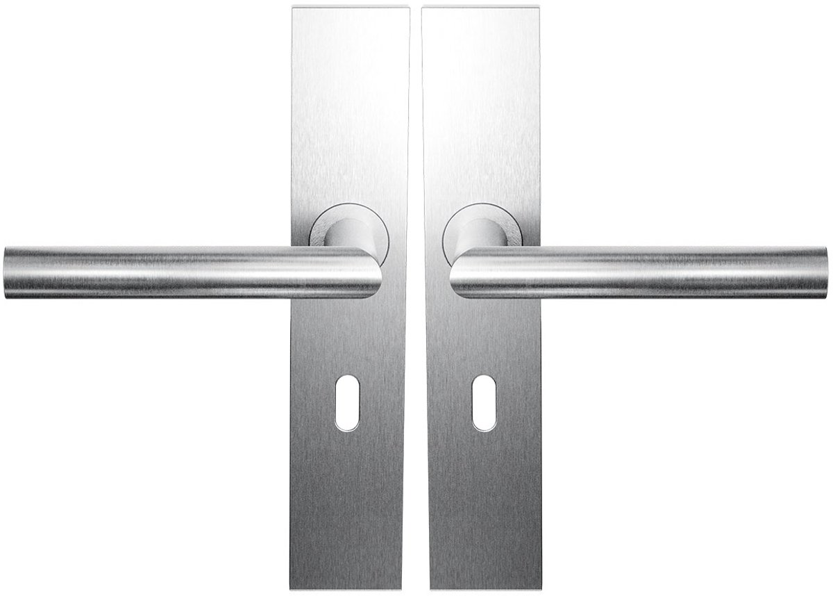 Deurkruk op schild - RVS geborsteld - RVS - Cubic Colors - BB56 L-Haaks model 19mm RVS geborsteld