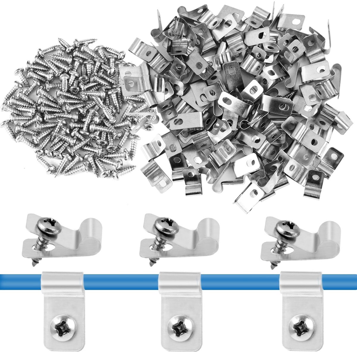 100 Stuks Draadclips voor Hekwerk, Roestvrijstalen Bevestigingsclips voor Draad, Ideaal voor Houten, Metalen of Vinyl Hekken