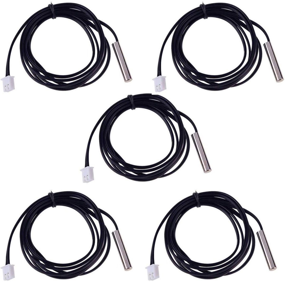 NTC Temperatuursensor - Thermistor Sonde - Temperatuur Meten - Roestvrijstalen Waterdicht - 1 Meter - Zilver