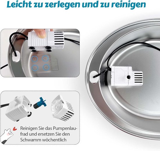 Fonteinpomp Kat - Waterpomp Huisdier - Fontein Vervanging - Extreem Stil - 5V DC - Wit — afbeelding 5