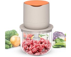 Draadloze elektrische keukenmachine, kleine elektrische hakmolen van 600 ml, geschikt voor het hakken en mixen van vlees, uien, groenten, knoflook, babyvoeding en andere voedingsproducten.
