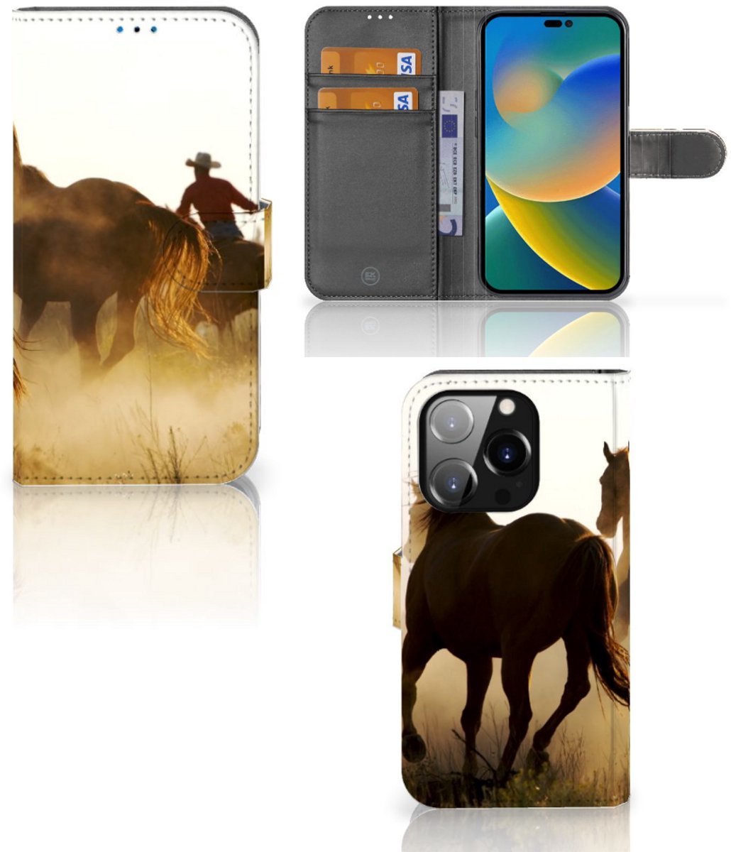 iPhone 14 Pro Telefoonhoesje met Pasjes Design Cowboy