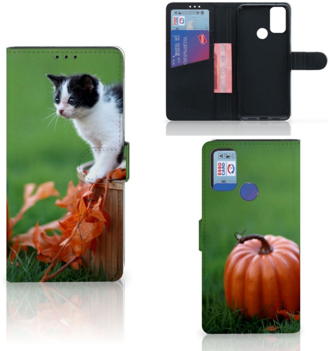Alcatel 1S (2021) Telefoonhoesje met Pasjes Kitten