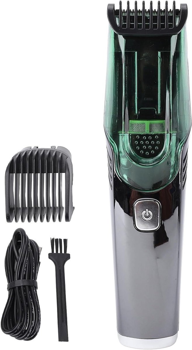 Draadloze Haartrimmer met Stille Sterke Motor en LED Display, Ideaal voor Baard en Snorverzorging, Inclusief Ingebouwde Stofzuiger