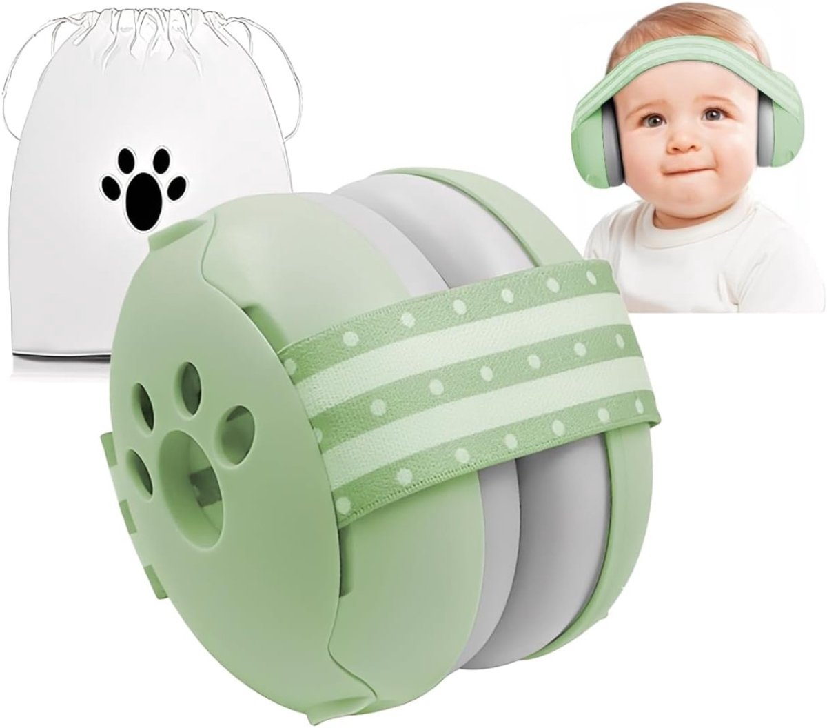 Quvo® Gehoorbescherming Baby - Gehoorbescherming - Groen - 9cm × 7cm × 4cm; 0.16 kg