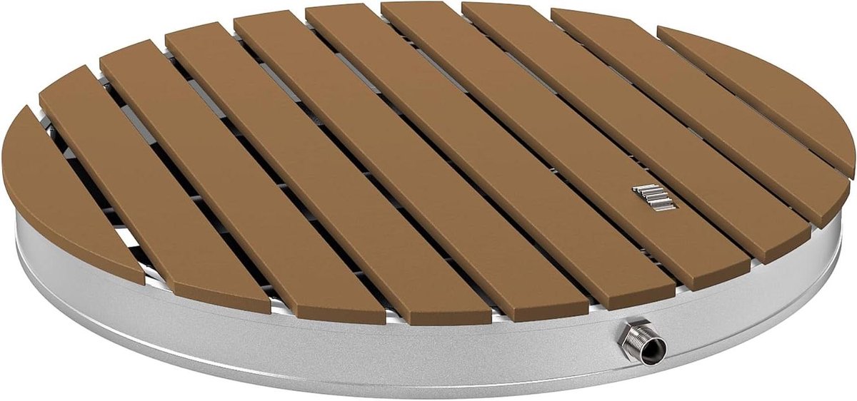 AufuN tuindouche buitendouche gemaakt van WPC/Aluminium, mobiele douche op de vloer, camping douche met anti-slip basis, sauna douche voor camping, tuin, zwembad douche (rond, bruin)