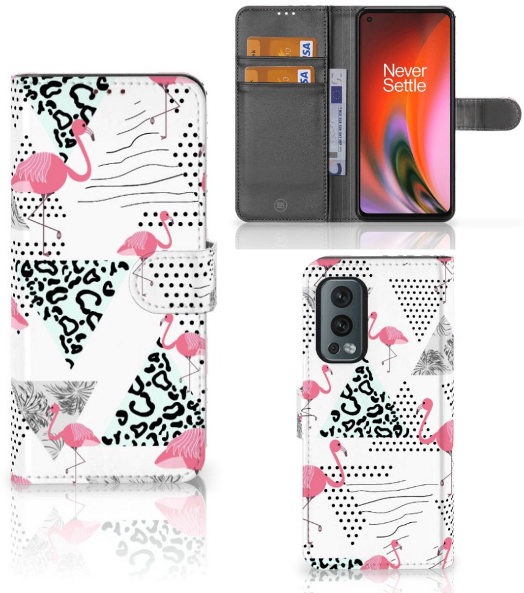 OnePlus Nord 2 5G Telefoonhoesje met Pasjes Flamingo Triangle